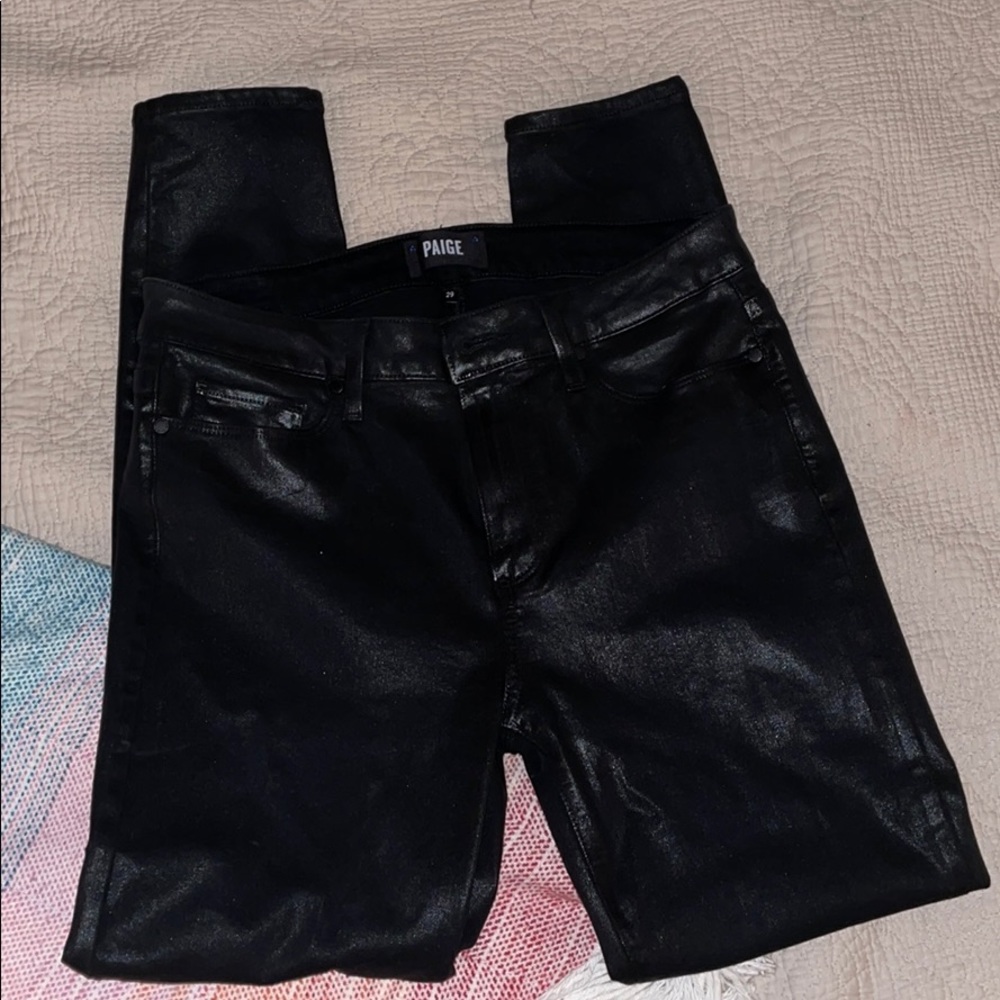 Paige denim black coated jeans
